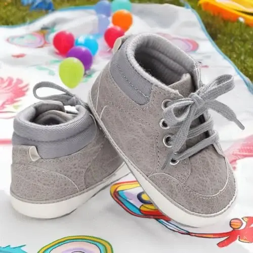 CENCIRILY Baby Boys Girls High Top Poyafzal Yumshoq Tagliklar Skidga Qarshi Go'dak To'piqli Poyafzallar Yürishdan Oldingi Chaqaloq Birinchi Yurish Krovat Poyafzallari - CENCIRILY (1)