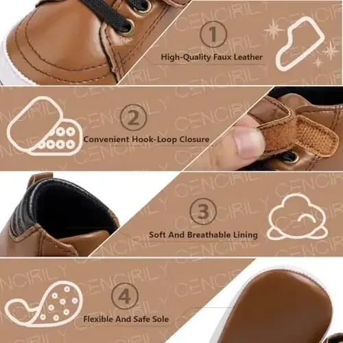CENCIRILY Baby Boys Girls High Top Poyafzal Yumshoq Tagliklar Skidka qarshi Chaqaloq to'pig'i Poyafzallari Yuruvchi Birinchi Yurish Beshik Poyafzallari - 5