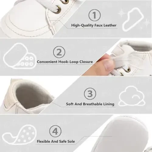 CENCIRILY Baby Boys Girls High Top Sneakers Soft Soles Anti Skid Infant Ankle Shoes Toddler Prewalker First Walking Crib Shoes - 5