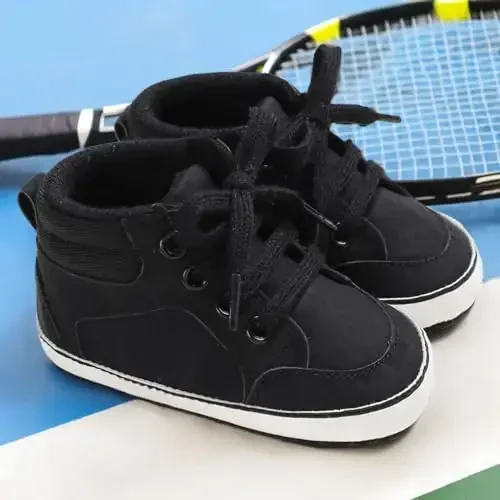 CENCIRILY Baby Boys Girls High Top Sneakers Soft Soles Anti Skid Infant Ankle Shoes Toddler Prewalker First Walking Crib Shoes - MODAZONE (1)