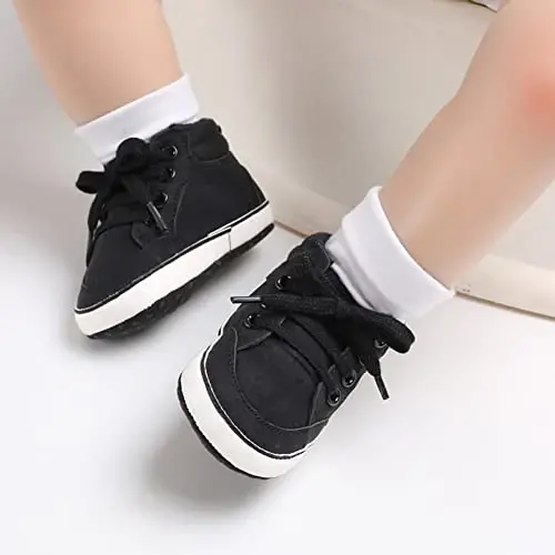 CENCIRILY Baby Boys Girls High Top Sneakers Soft Soles Anti Skid Infant Ankle Shoes Toddler Prewalker First Walking Crib Shoes - 4