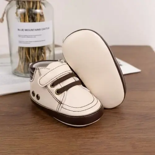 CENCIRILY Baby Boys Girls High Top Sneakers Soft Soles Anti Skid Infant Ankle Shoes Toddler Prewalker First Walking Crib Shoes - 4