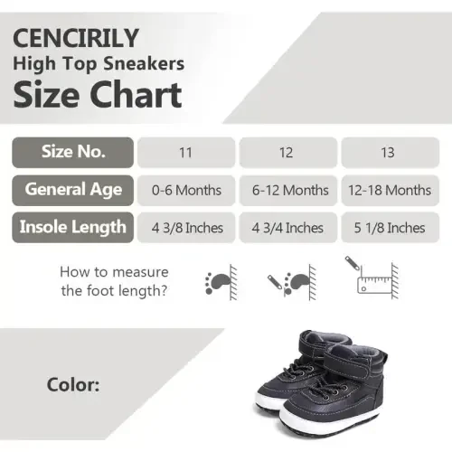 CENCIRILY Baby Boys Girls High Top Sneakers Soft Soles Anti Skid Infant Ankle Shoes Toddler Prewalker First Walking Crib Shoes - 6