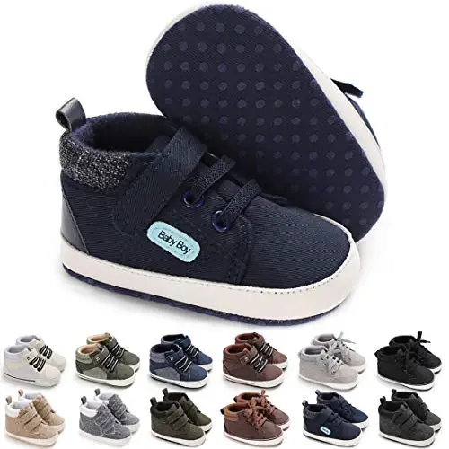 CENCIRILY Baby Boys Girls High Top Sneakers Soft Soles Anti Skid Infant Ankle Shoes Toddler Prewalker First Walking Crib Shoes - 1