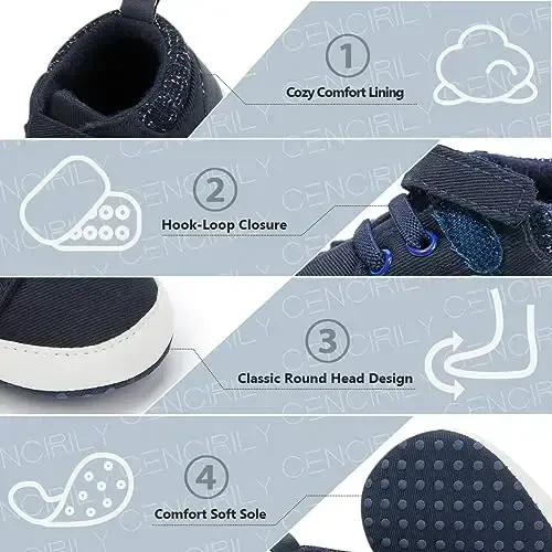 CENCIRILY Baby Boys Girls High Top Sneakers Soft Soles Anti Skid Infant Ankle Shoes Toddler Prewalker First Walking Crib Shoes - 3