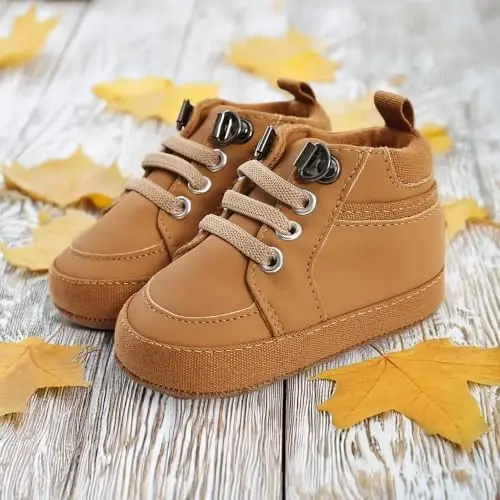 CENCIRILY Baby Boys Girls High Top Sneakers Soft Soles Anti Skid Infant Ankle Shoes Toddler Prewalker First Walking Crib Shoes - 4