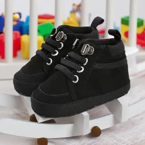CENCIRILY Baby Boys Girls High Top Sneakers Soft Soles Anti Skid Infant Ankle Shoes Toddler Prewalker First Walking Crib Shoes - 4