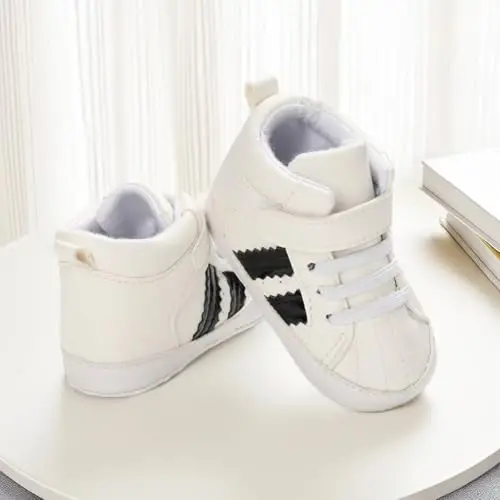 CENCIRILY Baby Boys Girls High Top Sneakers Soft Soles Anti Skid Infant Ankle Shoes Toddler Prewalker First Walking Crib Shoes - 2