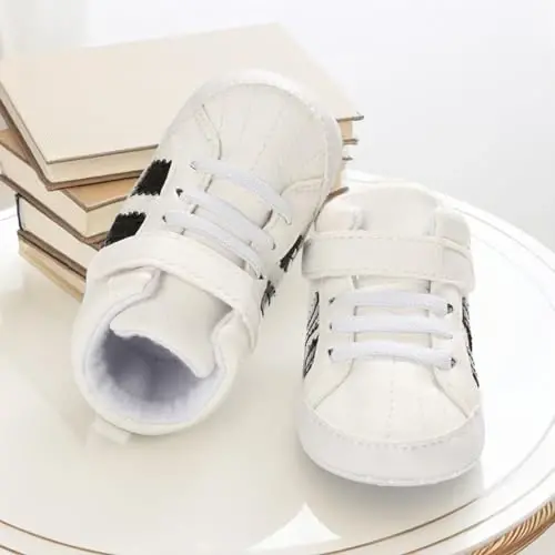 CENCIRILY Baby Boys Girls High Top Sneakers Soft Soles Anti Skid Infant Ankle Shoes Toddler Prewalker First Walking Crib Shoes - 5