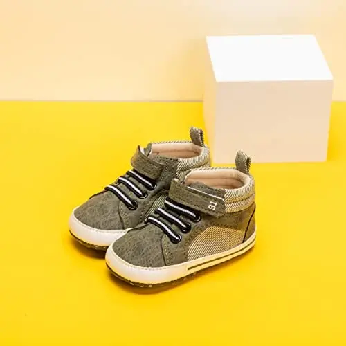 CENCIRILY Baby Boys Girls High Top Sneakers Soft Soles Anti Skid Infant Ankle Shoes Toddler Prewalker First Walking Crib Shoes - 4