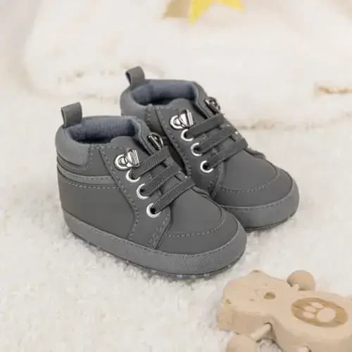 CENCIRILY Baby Boys Girls High Top Sneakers Soft Soles Anti Skid Infant Ankle Shoes Toddler Prewalker First Walking Crib Shoes - 3