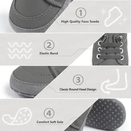 CENCIRILY Baby Boys Girls High Top Sneakers Soft Soles Anti Skid Infant Ankle Shoes Toddler Prewalker First Walking Crib Shoes - 5