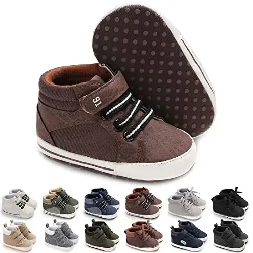CENCIRILY Baby Boys Girls High Top Sneakers Soft Soles Anti Skid Infant Ankle Shoes Toddler Prewalker First Walking Crib Shoes 