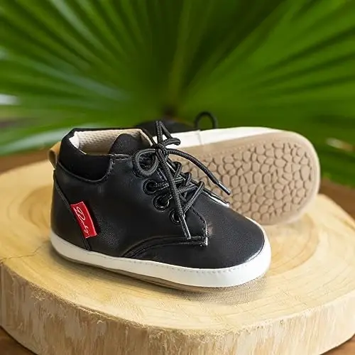 CENCIRILY Baby Boys Girls High Top Sneakers Soft Soles Anti Skid Infant Ankle Shoes Toddler Prewalker First Walking Crib Shoes - 4