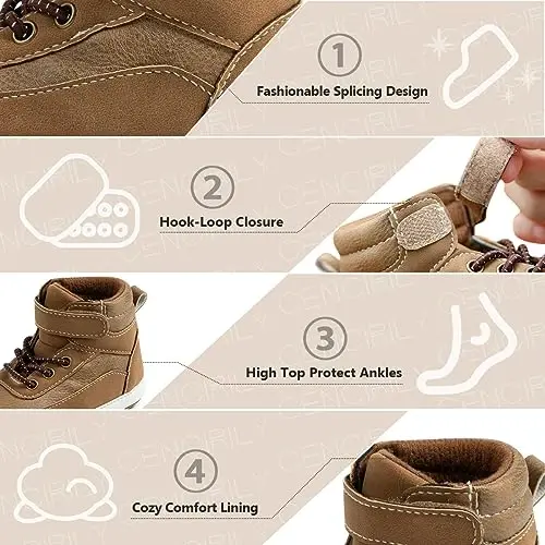 CENCIRILY Baby Boys Girls High Top Sneakers Yumshoq Tagliklar Skidga Qarshi Chaqaloq Oyoq Kiyimlari Yuruvchi Birinchi Yurish Beshik Oyoq Kiyimlari - 4