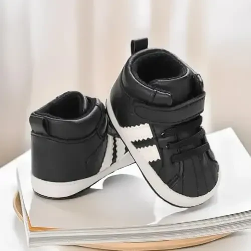 CENCIRILY Baby Boys Girls High Top Sneakers Soft Soles Anti Skid Infant Ankle Shoes Toddler Prewalker First Walking Crib Shoes - CENCIRILY (1)