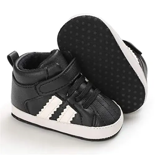 CENCIRILY Baby Boys Girls High Top Sneakers Soft Soles Anti Skid Infant Ankle Shoes Toddler Prewalker First Walking Crib Shoes - 1