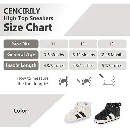CENCIRILY Baby Boys Girls High Top Sneakers Soft Soles Anti Skid Infant Ankle Shoes Toddler Prewalker First Walking Crib Shoes - 6