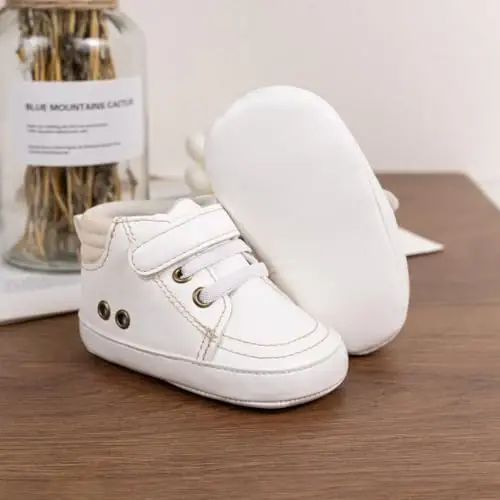 CENCIRILY Baby Boys Girls High Top Sneakers Soft Soles Anti Skid Infant Ankle Shoes Toddler Prewalker First Walking Crib Shoes - 4