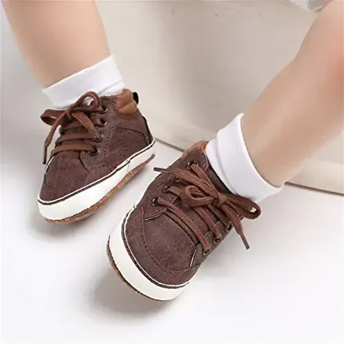 CENCIRILY Baby Boys Girls High Top Sneakers Soft Soles Anti Skid Infant Ankle Shoes Toddler Prewalker First Walking Crib Shoes - 4