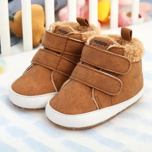 CENCIRILY Baby Boys Girls High Top Sneakers Soft Soles Anti Skid Infant Ankle Shoes Toddler Prewalker First Walking Crib Shoes - 2