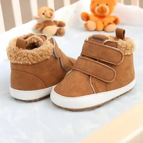 CENCIRILY Baby Boys Girls High Top Sneakers Soft Soles Anti Skid Infant Ankle Shoes Toddler Prewalker First Walking Crib Shoes - 3