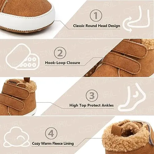 CENCIRILY Baby Boys Girls High Top Sneakers Soft Soles Anti Skid Infant Ankle Shoes Toddler Prewalker First Walking Crib Shoes - 4