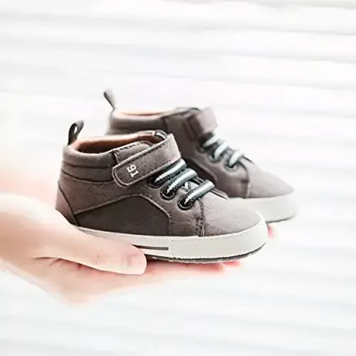 CENCIRILY Baby Boys Girls High Top Sneakers Soft Soles Anti Skid Infant Ankle Shoes Toddler Prewalker First Walking Crib Shoes - 4