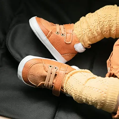 CENCIRILY Baby Boys Girls High Top Sneakers Soft Soles Anti Skid Infant Ankle Shoes Toddler Prewalker First Walking Crib Shoes - 3