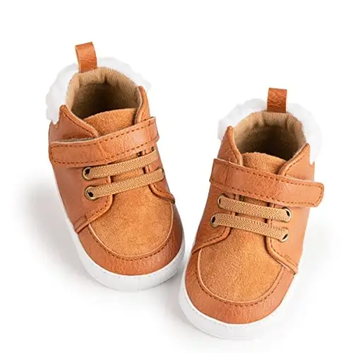 CENCIRILY Baby Boys Girls High Top Sneakers Soft Soles Anti Skid Infant Ankle Shoes Toddler Prewalker First Walking Crib Shoes - 1