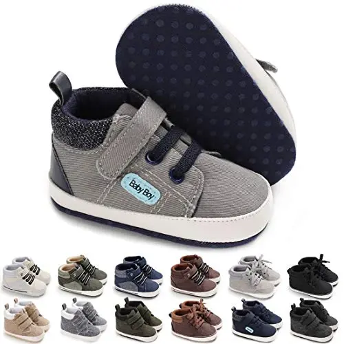 CENCIRILY Baby Boys Girls High Top Sneakers Soft Soles Anti Skid Infant Ankle Shoes Toddler Prewalker First Walking Crib Shoes - 1
