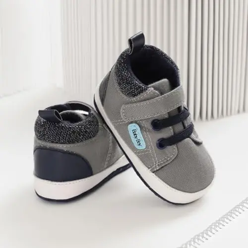 CENCIRILY Baby Boys Girls High Top Sneakers Soft Soles Anti Skid Infant Ankle Shoes Toddler Prewalker First Walking Crib Shoes - CENCIRILY (1)