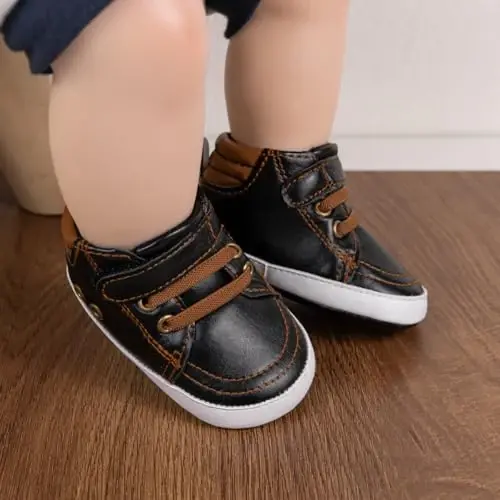 CENCIRILY Baby Boys Girls High Top Sneakers Soft Soles Anti Skid Infant Ankle Shoes Toddler Prewalker First Walking Crib Shoes - 3