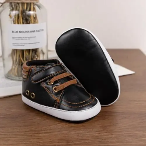 CENCIRILY Baby Boys Girls High Top Sneakers Soft Soles Anti Skid Infant Ankle Shoes Toddler Prewalker First Walking Crib Shoes - 4