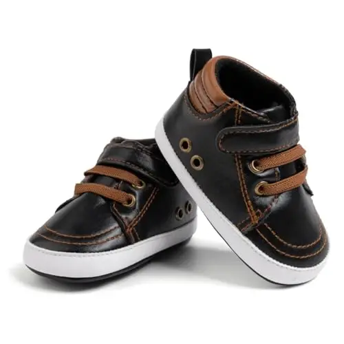CENCIRILY Baby Boys Girls High Top Sneakers Soft Soles Anti Skid Infant Ankle Shoes Toddler Prewalker First Walking Crib Shoes - 1