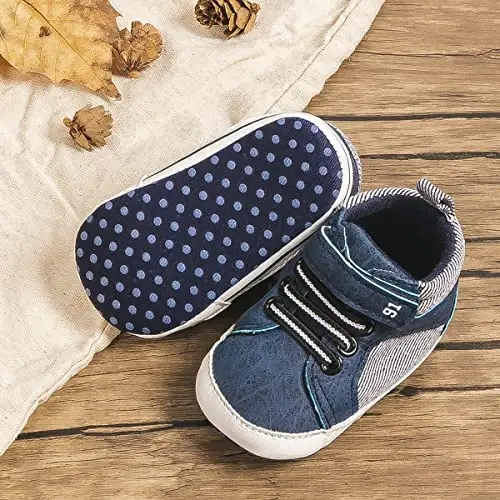 CENCIRILY Baby Boys Girls High Top Sneakers Soft Soles Anti Skid Infant Ankle Shoes Toddler Prewalker First Walking Crib Shoes - 3