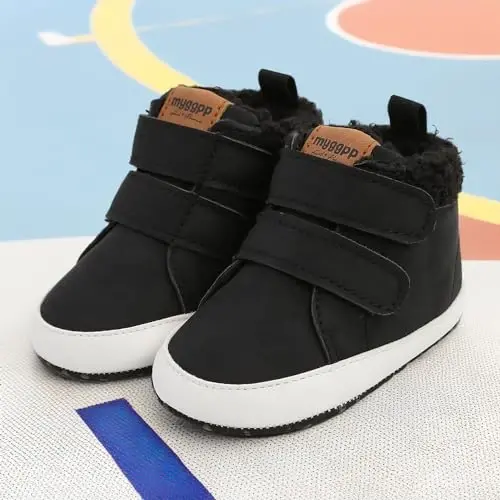 CENCIRILY Baby Boys Girls High Top Sneakers Soft Soles Anti Skid Infant Ankle Shoes Toddler Prewalker First Walking Crib Shoes - 2