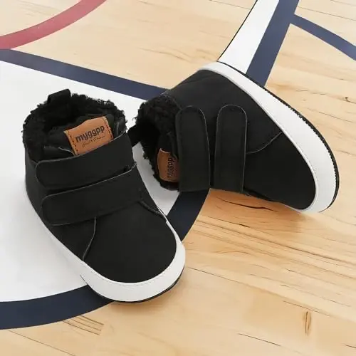 CENCIRILY Baby Boys Girls High Top Sneakers Soft Soles Anti Skid Infant Ankle Shoes Toddler Prewalker First Walking Crib Shoes - 5