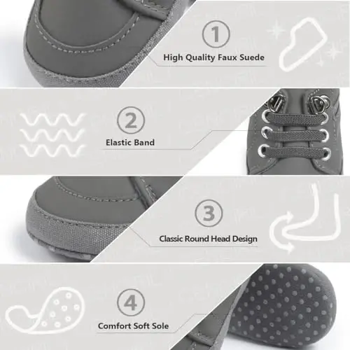 CENCIRILY Baby Boys Girls High Top Sneakers Soft Soles Anti Skid Infant Ankle Shoes Toddler Prewalker First Walking Crib Shoes - 5