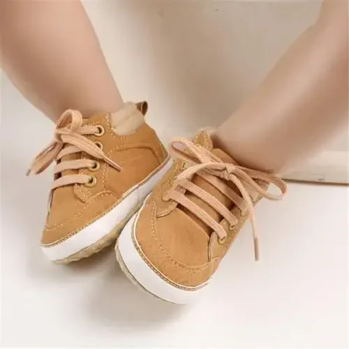 CENCIRILY Baby Boys Girls High Top Sneakers Soft Soles Anti Skid Infant Ankle Shoes Toddler Prewalker First Walking Crib Shoes - 4