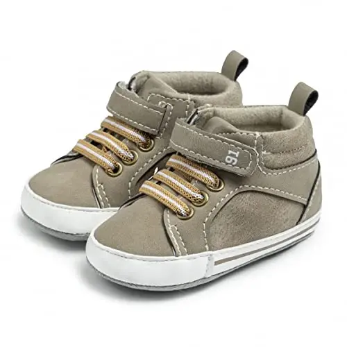 CENCIRILY Baby Boys Girls High Top Sneakers Soft Soles Anti Skid Infant Ankle Shoes Toddler Prewalker First Walking Crib Shoes - 1
