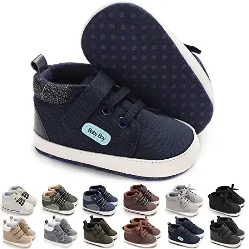 CENCIRILY Baby Boys Girls High Top Sneakers Soft Soles Anti Skid Infant Ankle Shoes Toddler Prewalker First Walking Crib Shoes - CENCIRILY