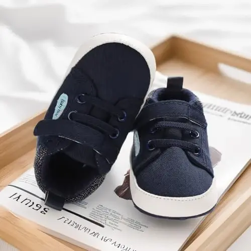 CENCIRILY Baby Boys Girls High Top Sneakers Soft Soles Anti Skid Infant Ankle Shoes Toddler Prewalker First Walking Crib Shoes - 5