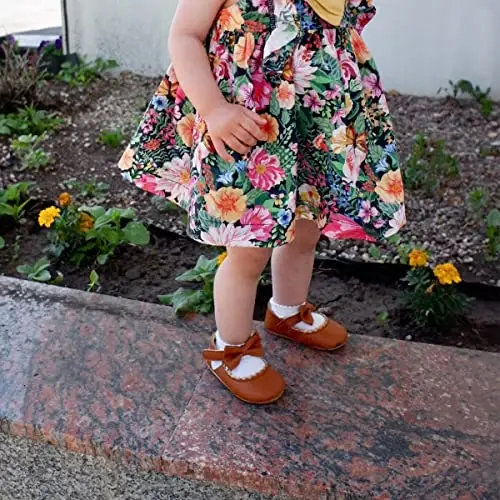 CENCIRILY Infant Baby Girls Mary Jane Flats Non Slip Soft Sole Prewalker Princess Wedding Dress Shoes - 3