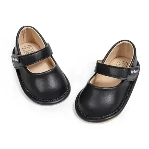 CENCIRILY Infant Baby Girls Mary Jane Flats Non Slip Soft Sole Prewalker Princess Wedding Dress Shoes - CENCIRILY