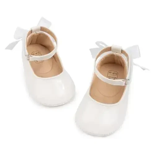CENCIRILY Infant Baby Girls Mary Jane Flats Non Slip Soft Sole Prewalker Princess Wedding Dress Shoes 