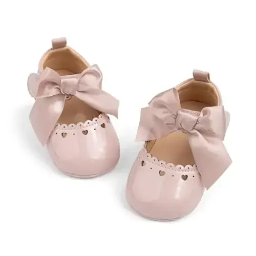 CENCIRILY Infant Baby Girls Mary Jane Flats Non Slip Soft Sole Prewalker Princess Wedding Dress Shoes 