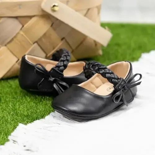 CENCIRILY Infant Baby Girls Mary Jane Flats Non Slip Soft Sole Prewalker Princess Wedding Dress Shoes - 5