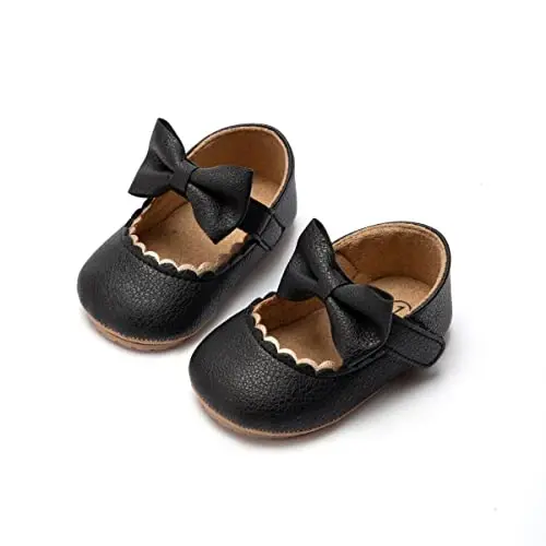 CENCIRILY Infant Baby Girls Mary Jane Flats Non Slip Soft Sole Prewalker Princess Wedding Dress Shoes - 1