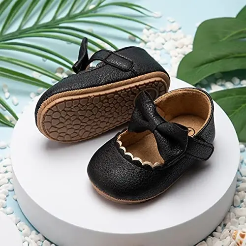 CENCIRILY Infant Baby Girls Mary Jane Flats Non Slip Soft Sole Prewalker Princess Wedding Dress Shoes - 5